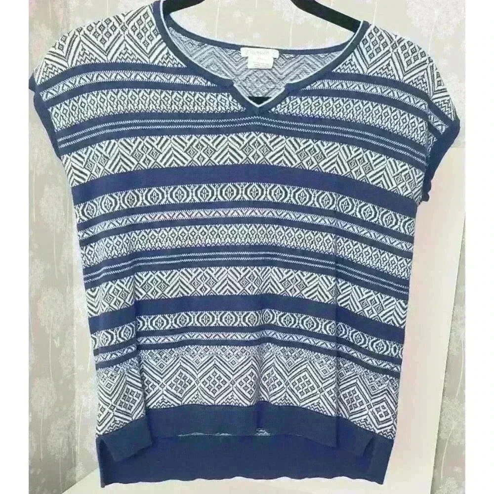 Girls Vintage Blue and white short sleeve sweater shirt J. CREW Crewcuts